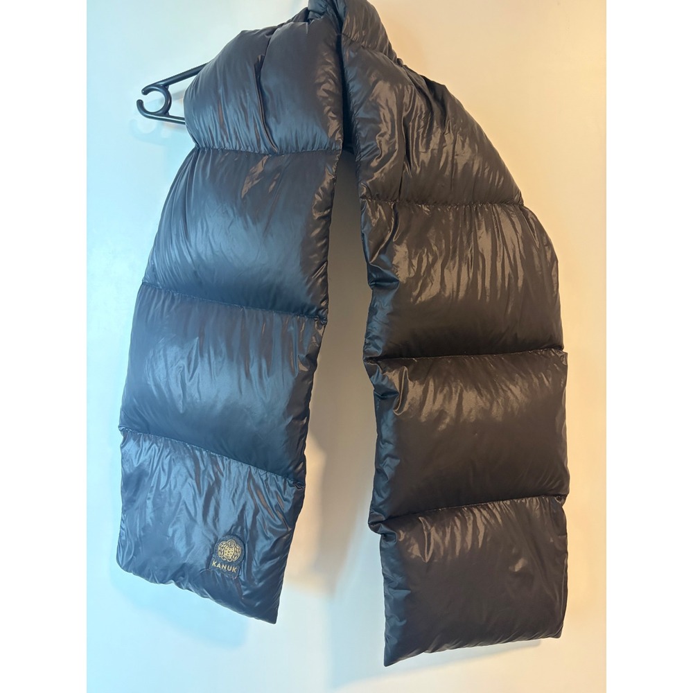 Kanuk Black Down Fill Puffer Scarf Quilted Winter Neck Warmer 60 x 10